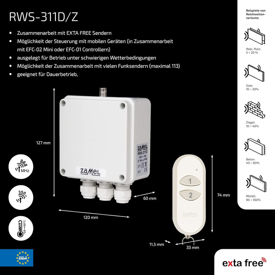 EXTA FREE RWS-311 D/Z RWS 2- Kanal- Funknetzschalter, Set