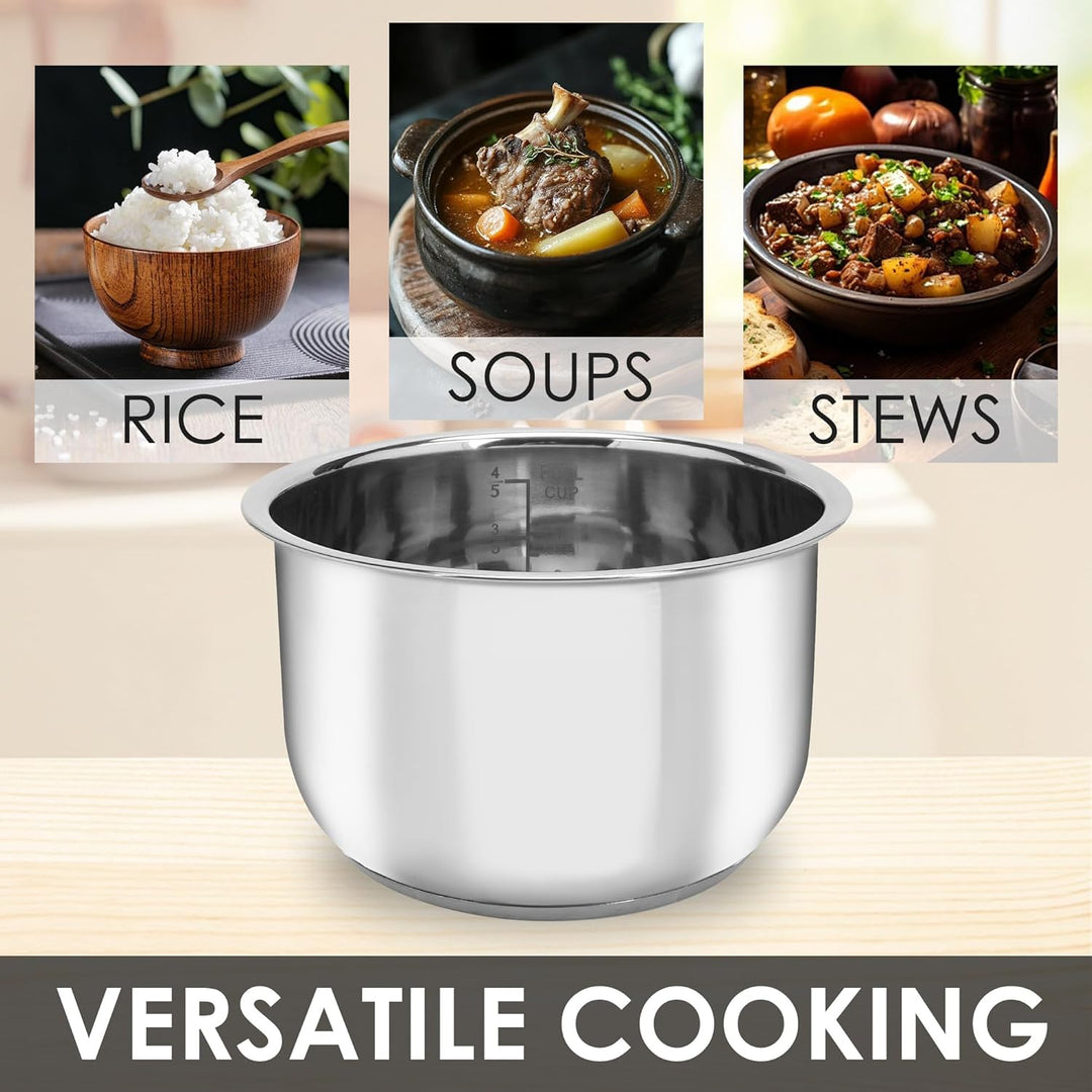 Linkidea Reiskocher Innentopf Ersatz, 304 Edelstahl Schnellkochtopf Topf, Multi-Cooker Ersatz Innens