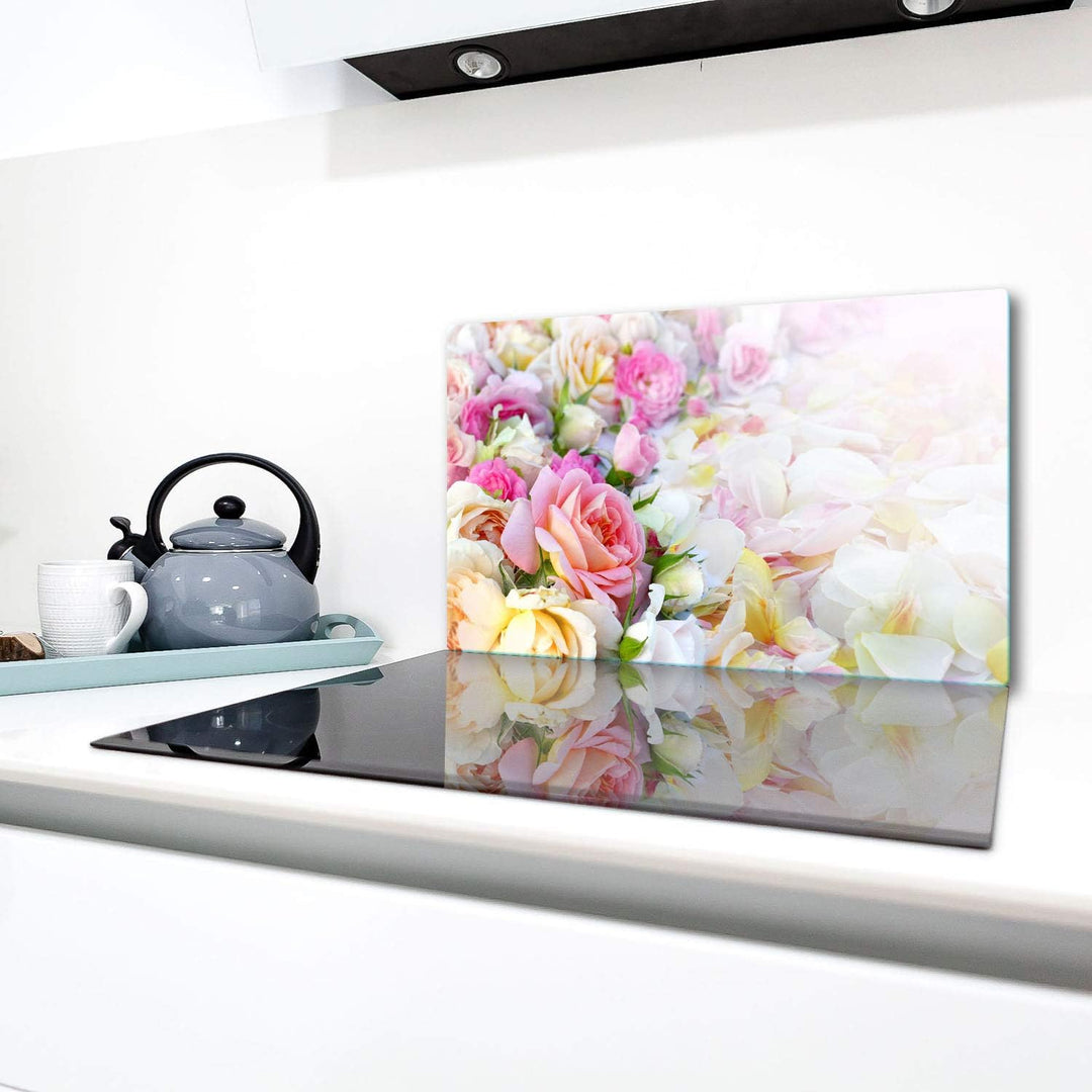 TMK | Herdabdeckplatte 90x52 cm Glas Ceranfeldabdeckung Induktion Herdschutz Spritzschutz Glasplatte