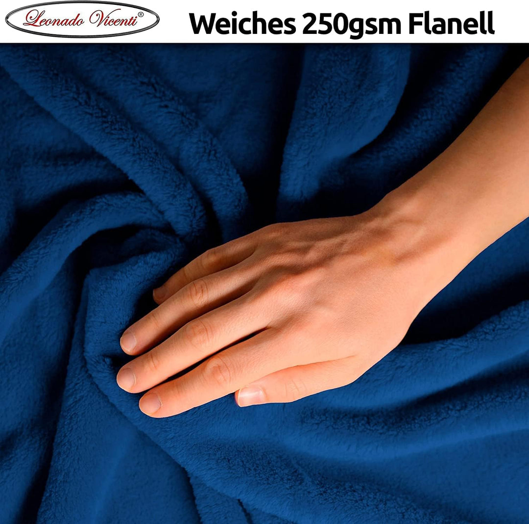 Leonado Vicenti 2er Set Flauschige Kuscheldecke 150x200 cm Fleecedecke Wohnzimmerdecke Sofadecke Tag