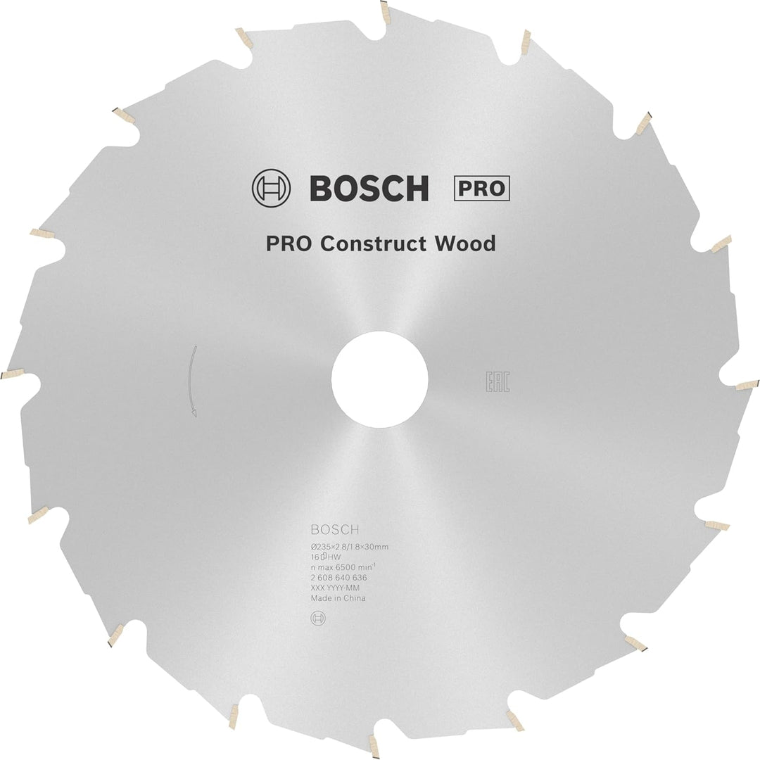Bosch 1x PRO Construction Wood Kreissägeblatt für Netz-Handkreissägen (für Bauholz mit Mörtel und Nä