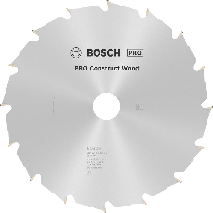 Bosch 1x PRO Construction Wood Kreissägeblatt für Netz-Handkreissägen (für Bauholz mit Mörtel und Nä