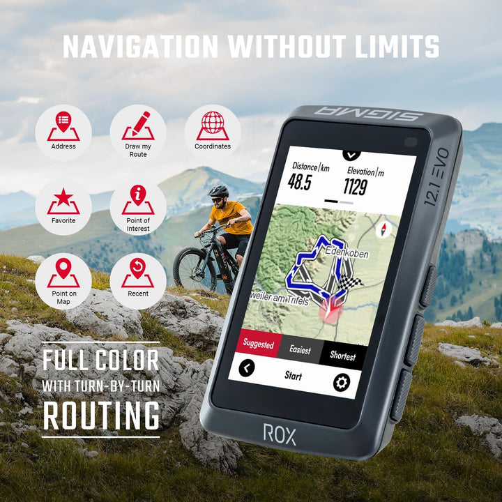 SIGMA Sport ROX 12.1 EVO Fahrradcomputer Kabellos 3" Display Made in Germany Fahrradcomputer GPS mit