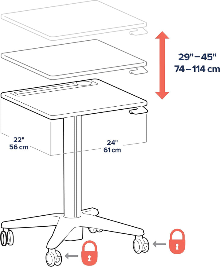 ERGOTRON LearnFit® Short, 29"-45" worksurface, Short, 29"-45" worksurface