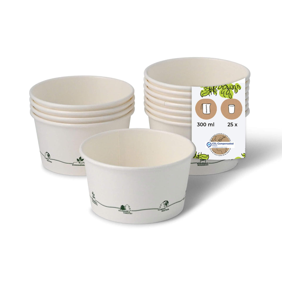 BIZOYG ecológico universal cartón desechable cuencos helado, postre, Fingerfood, Snacks 25x tazones