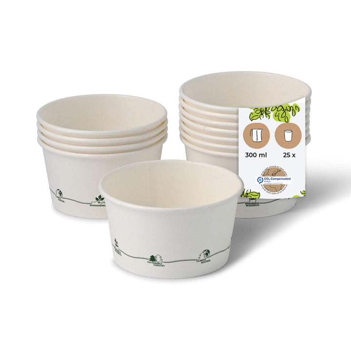 BIZOYG ecológico universal cartón desechable cuencos helado, postre, Fingerfood, Snacks 25x tazones