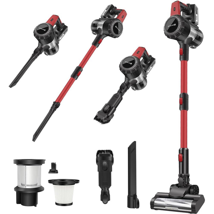 Akku Staubsauger 45000Pa/500W/40 min, Stielstaubsauger Kabellos Selbststehend Tierhaarentferner mit
