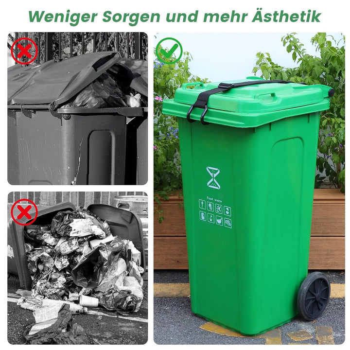 Herfair Mülltonnenschloss Ohne Bohren, 2 Stück Mülltonnen Schloss mit Haken für Müllcontainer 60-360