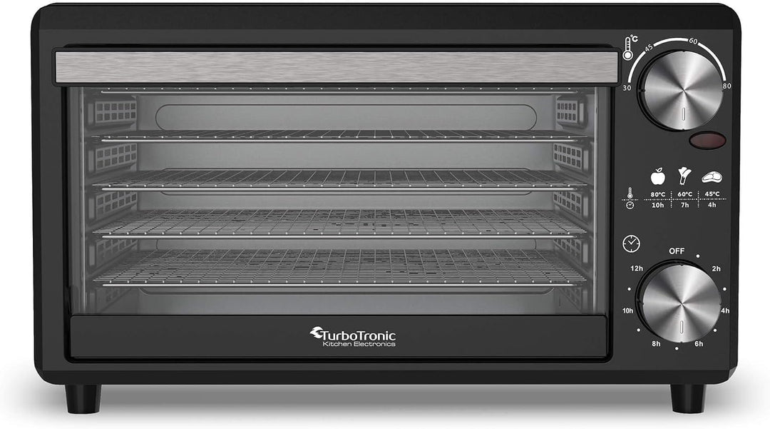 TurboWave BIO Dörrgerät komplett aus Metall, 14 Liter, 5x Einlegeboden, inkl. Timer und Rezeptheft (