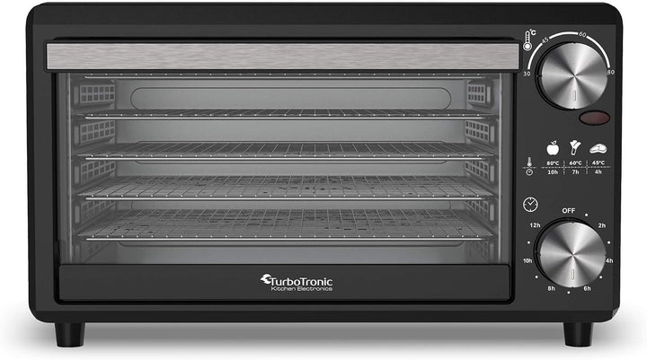 TurboWave BIO Dörrgerät komplett aus Metall, 14 Liter, 5x Einlegeboden, inkl. Timer und Rezeptheft (