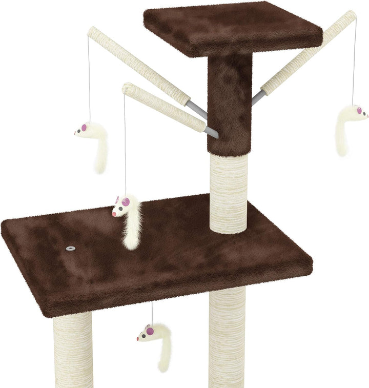 Beltom® KRATZBAUM KATZENKRATZBAUM KLETTERBAUM KATZENBAUM SPIELBAUM 140 cm. Park Spiele - Braun, Brau