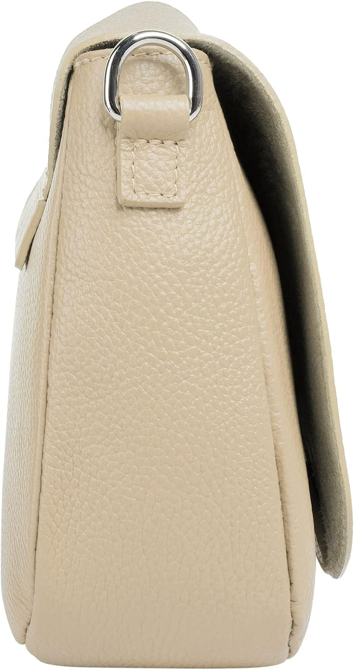 Umhängetasche Echt Leder Damen Made in Italy | Handtasche mit Deckelklappe | elegante Crossbody Bag