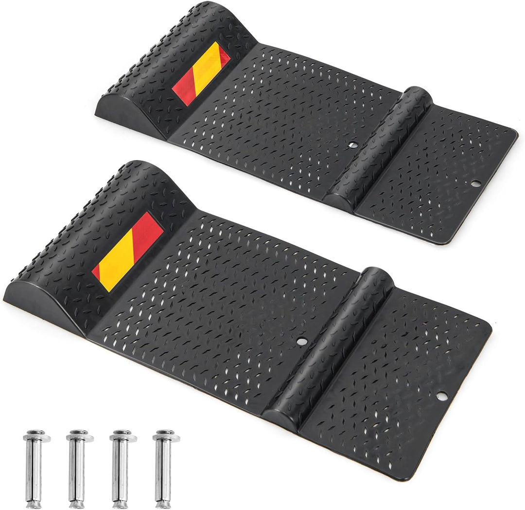 COSTWAY 2er Parkmatten mit Bremsschwelle, Einparkhilfe Parkbegrenzung Gummi, Autostopper Anfahrschut