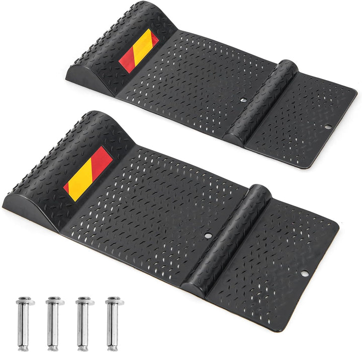 COSTWAY 2er Parkmatten mit Bremsschwelle, Einparkhilfe Parkbegrenzung Gummi, Autostopper Anfahrschut