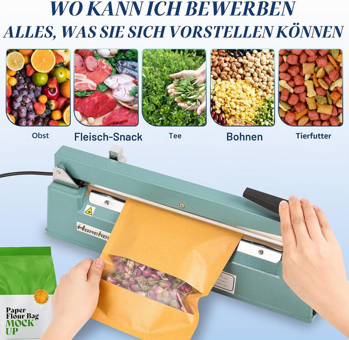Hanchen Heisssiegelmaschine mit Klinge Tragbares Heisssiegelgerät Tisch Schweissgerät 200mm~500mm Im