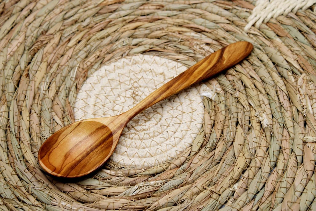 DAGDEG Olivenholz Set Besteck Set, 3- teilig, 20 cm, Mediterranes Tischbesteck, Tafelbesteck aus Oli