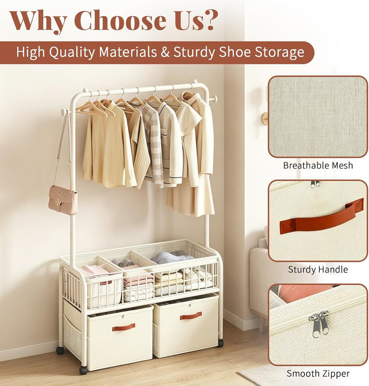 4er-Set Schuh-Organizer, Faltbare Stoff-Schuhkisten mit Griff, Aufbewahrungsbox für den Schrank, für