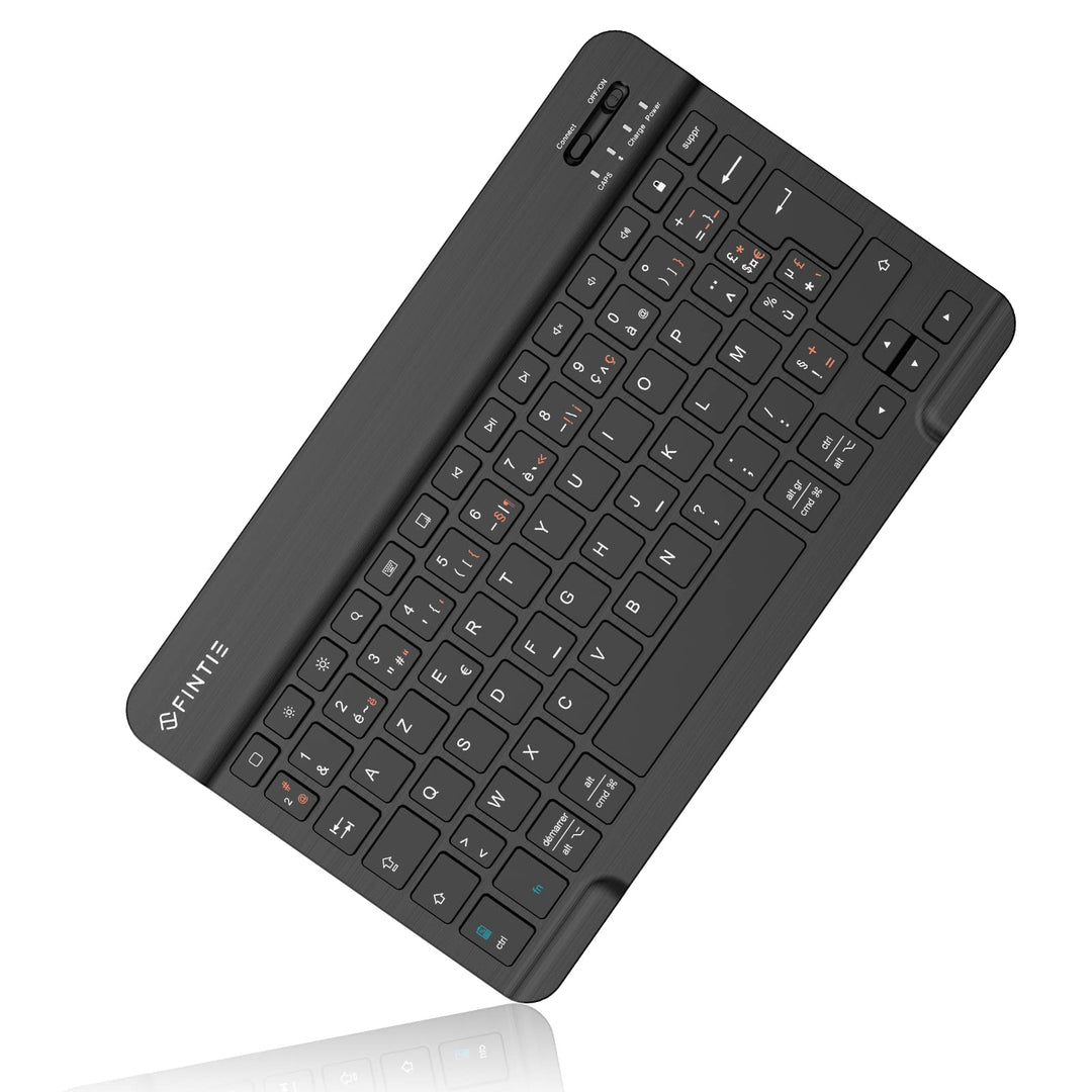 Fintie Ultra Dünn (4mm) Bluetooth Tastatur mit französischem Layout AZERTY für iPad/Samsung Galaxy T