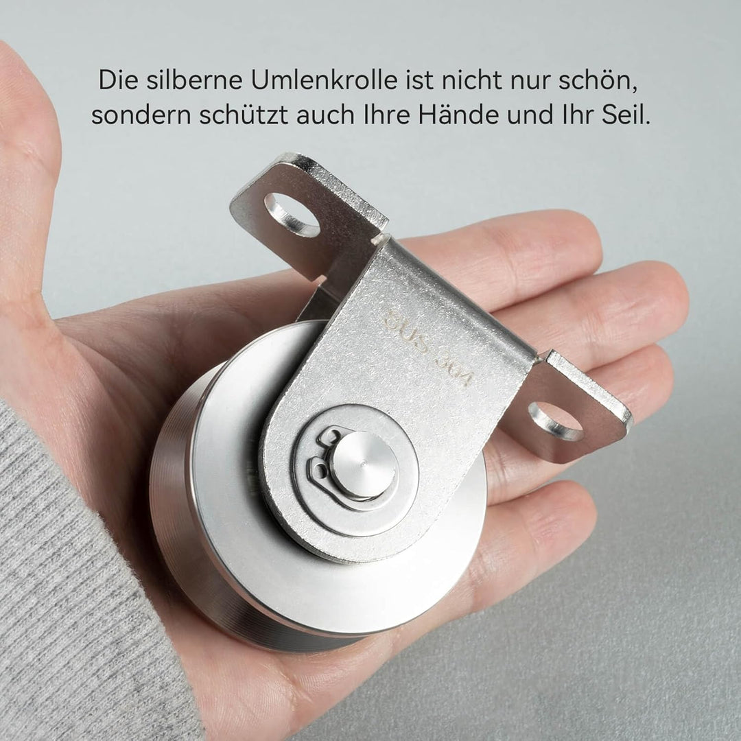Umlenkrolle mit 2 Kugellager, V Typ Umlenkrollen für 12mm Seile Stahlseil, Tragkraft 500kg, 2 Stück