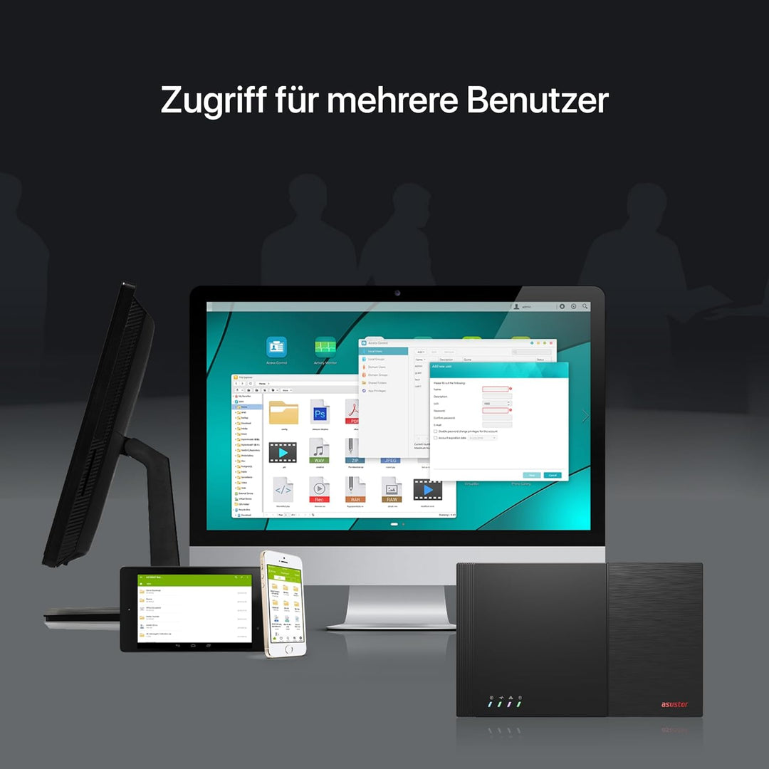 Asustor Flashtor 6 FS6706T - 6 Bay Reine M.2-SSD-NAS Netzwerkspeicher Gehäuse, Quad Core 2.0GHz, Six