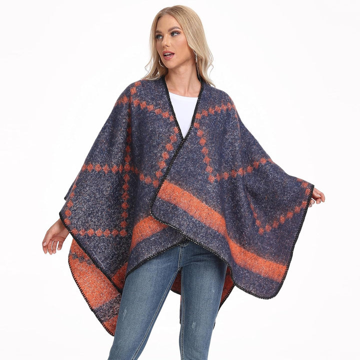 Shmily Girl Damen Poncho Winter Schal Decke Cape Elegant Warme Schultertuch Mantel Strickpullover Ei