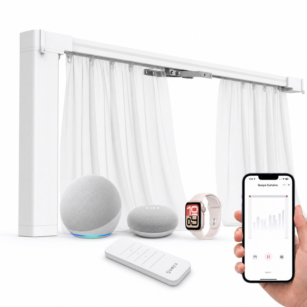 Quoya QL600 Smartes Elektrisches Vorhangschienensystem - Motorisiert, Anpassbare Länge (bis zu 7m),