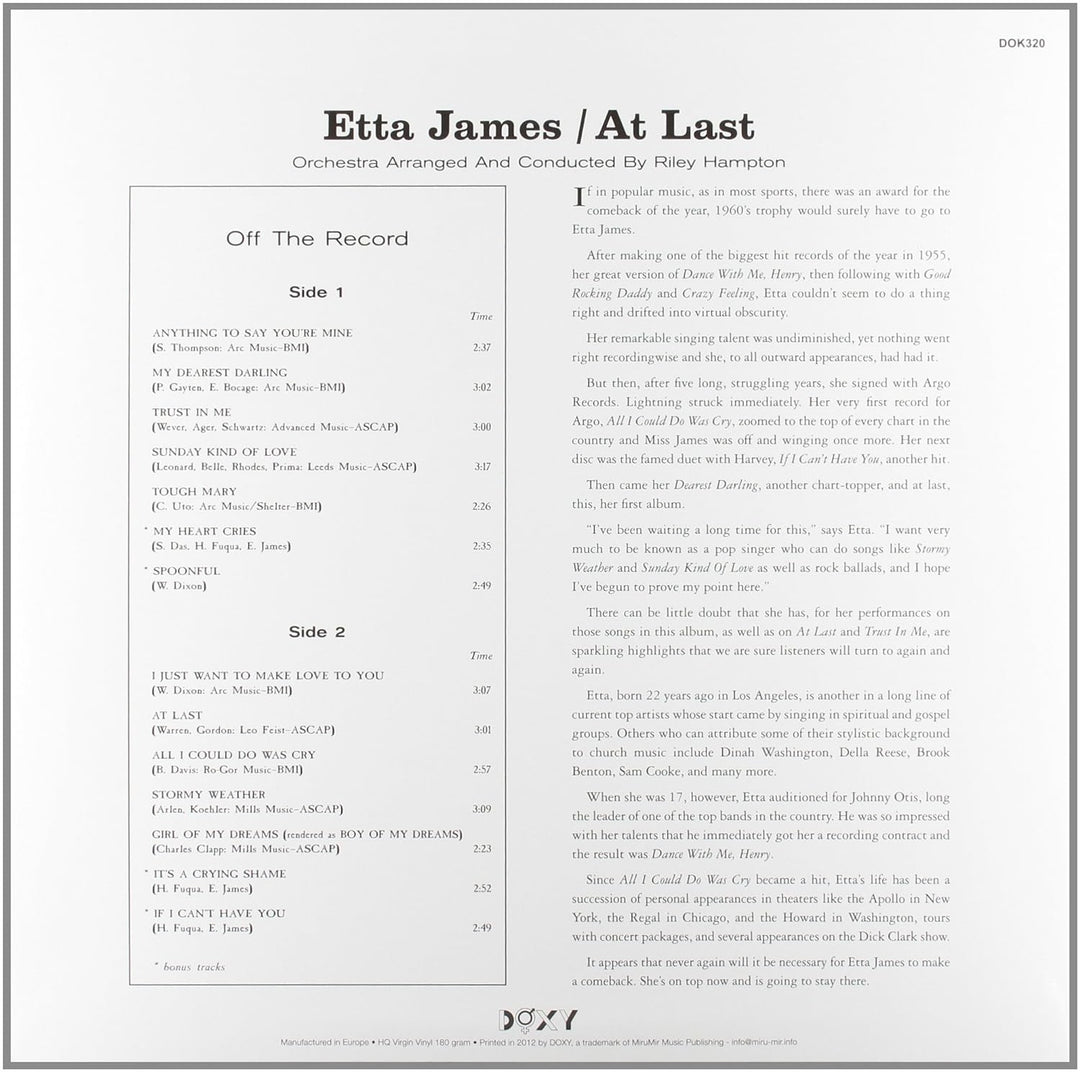 At Last, Vinyl