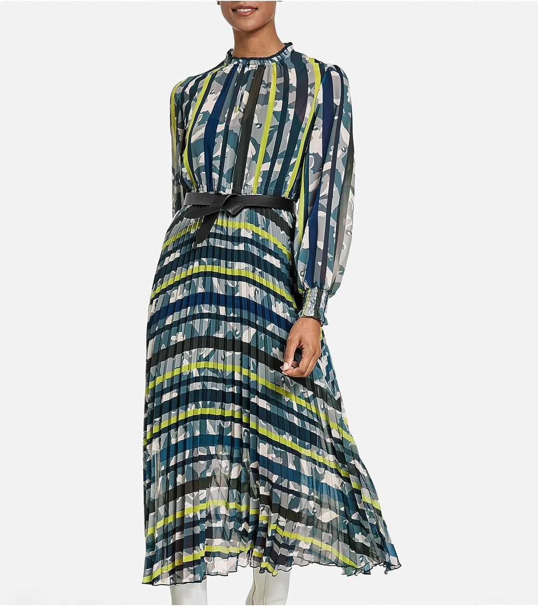 Taifun Damen Gewebe Kleid 42 Dark Lake Gemustert, 42 Dark Lake Gemustert