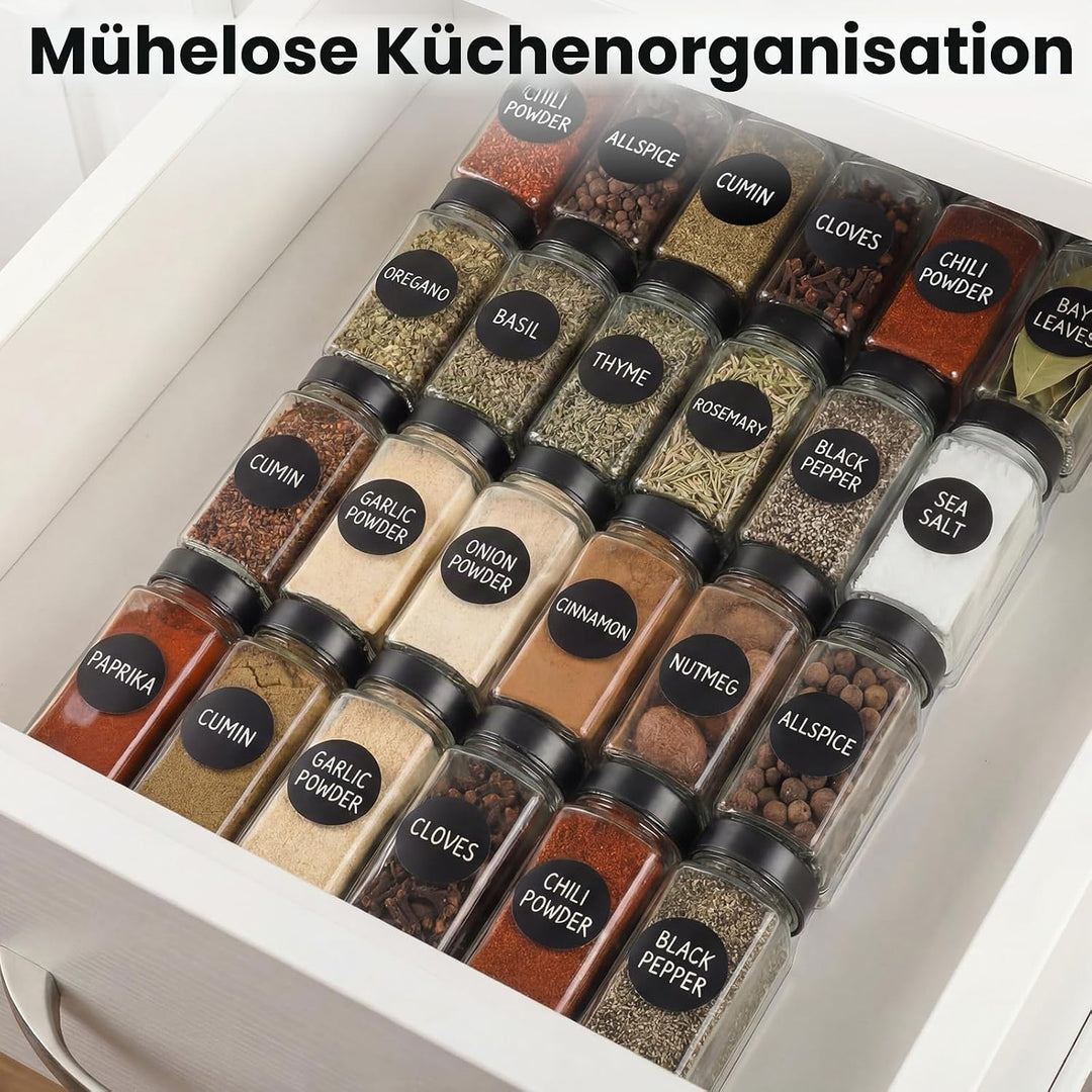 12pcs Gewürzgläser Eckig mit Edelstahldeckel, 120ml Glasbehälter mit Streueinsatz, Luftdichte Gewürz