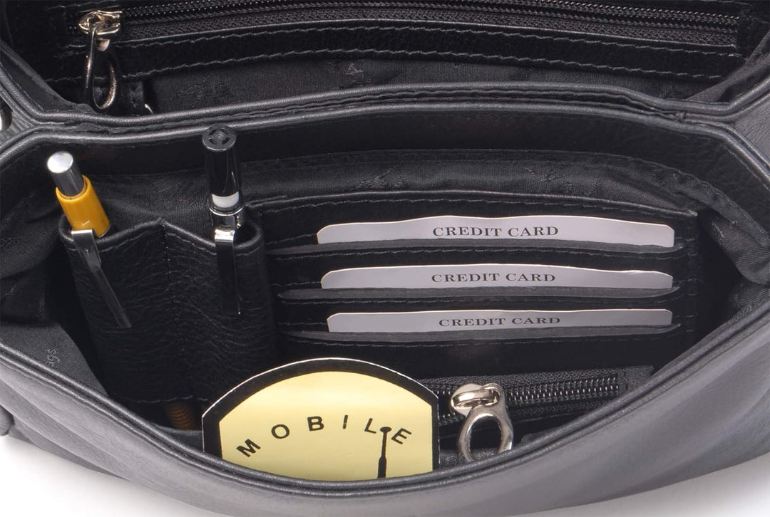 Catwalk Collection Handbags - Vintage Leder - Handtasche/Schultasche/Henkeltasche - Handtasche mit S
