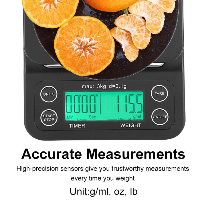 Fdit 3 kg/0,01 ° Elektronische LCD Digital Küche Lebensmittel Massstab Drip Kaffee Gewicht mit Timer