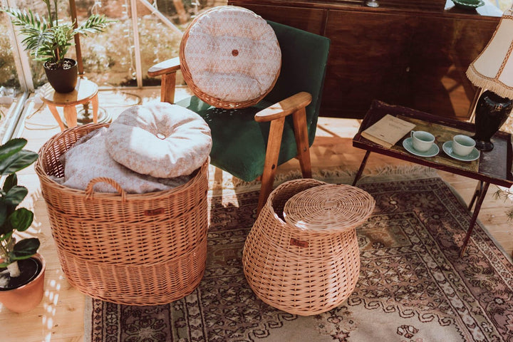 Vollweidener Kaminkorb, Kaminkorb aus Weide, naturfarbiger Weidenkorb für Kaminholz, Spielzeugkasten