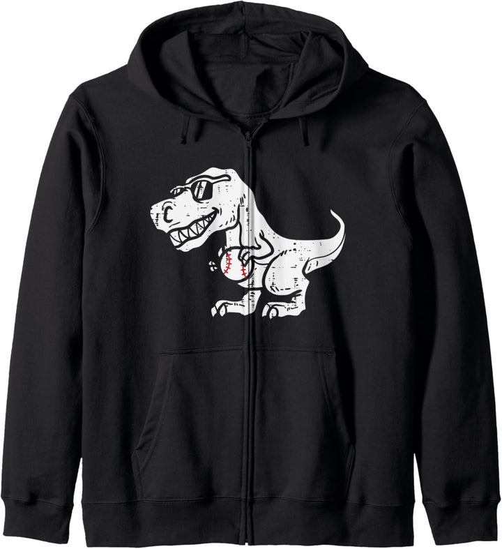 Trex Dinosaur Baseball Cute Sports Catcher Player Kids Boys Kapuzenjacke