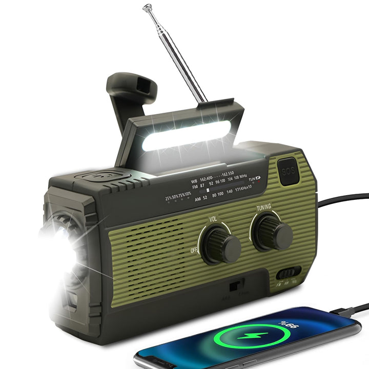 Notfall-Solar Radio,Solarbaby Selbstbetriebenes Kurbelradio mit LED-Taschenlampe, SOS-Alarm,AM/FM We