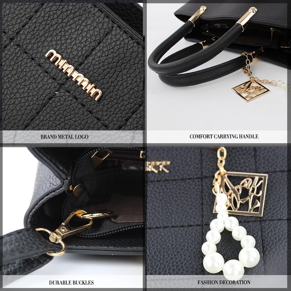 BestoU handtaschen damen Schwarz gross Leder Damen Schultertasche Frauen Umhängetasche, Schwarz