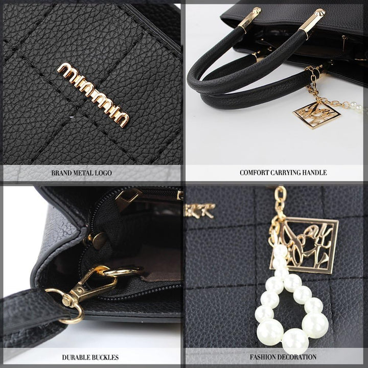 BestoU handtaschen damen Schwarz gross Leder Damen Schultertasche Frauen Umhängetasche, Schwarz