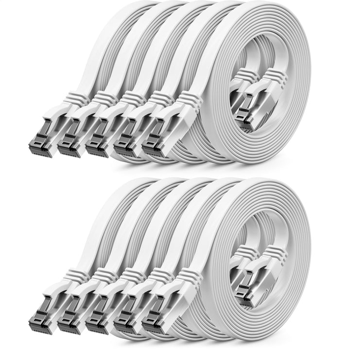 deleyCON 10x 2m CAT 8 Netzwerkkabel Flach (40 Gbit/s, Kupfer) Gigabit Ethernet LAN Cable - Flaches D