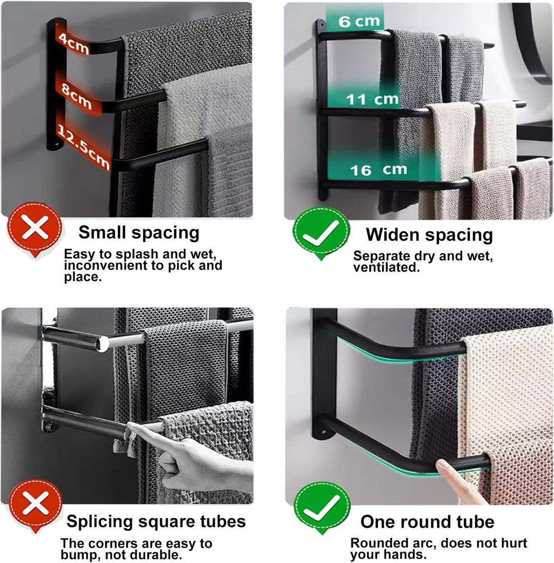Yeegout No Drill 3-Tiers Handtuchhalter Edelstahl-Handtuchhalter für Bad Küche und Toilette, 50cm Sc