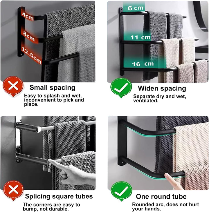 Yeegout No Drill 3-Tiers Handtuchhalter Edelstahl-Handtuchhalter für Bad Küche und Toilette, 50cm Sc