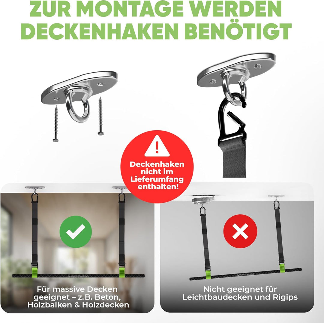 Klimmzugstange Decke, abnehmbar, höhenverstellbar, griffig, platzsparend, verstaubar, zum Aufhängen,