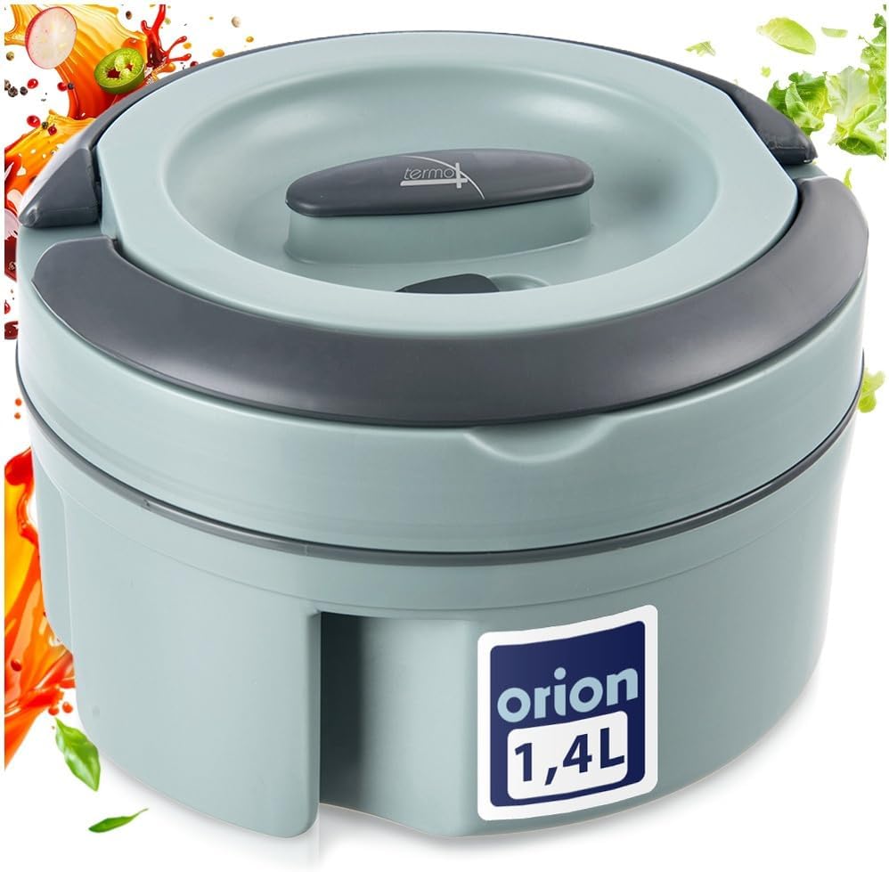 orion group Termo Speisebehälter 1,4 l aus Edelstahl mit Ventil Weiss 1,4 L, Weiss 1,4 L