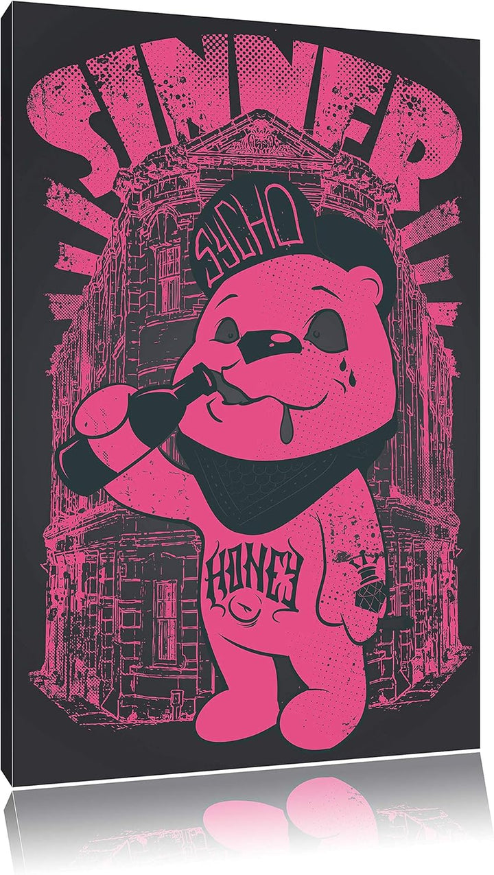 Pixxprint Sinner Black Bild auf Leinwand, XXL riesige Bilder fertig gerahmt mit Keilrahmen, Kunstdru