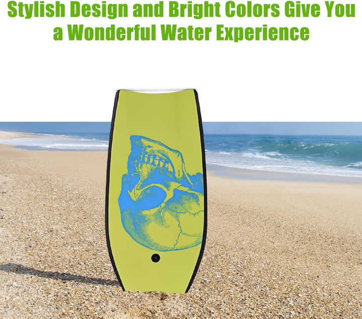 HOMASIS Surfbrett L, Bodyboard aus XPE und HDPE mit Handschlaufe, Halbmond Surfbrett, geeignet ab 14