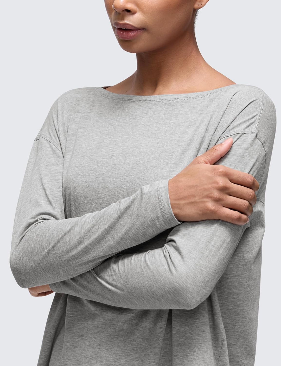 CRZ YOGA Damen Sport Langarmshirt Fitness Yoga Langarm Shirt Leichte Freizeit Longsleeve Baumwolle O