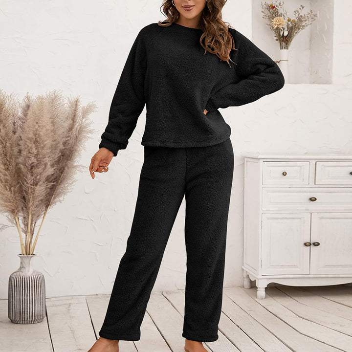 Ansenesna Hausanzug Fleece Damen Flauschig Teddyplüsch Gefüttert Winter Elegant Bekleidungsset Zweit