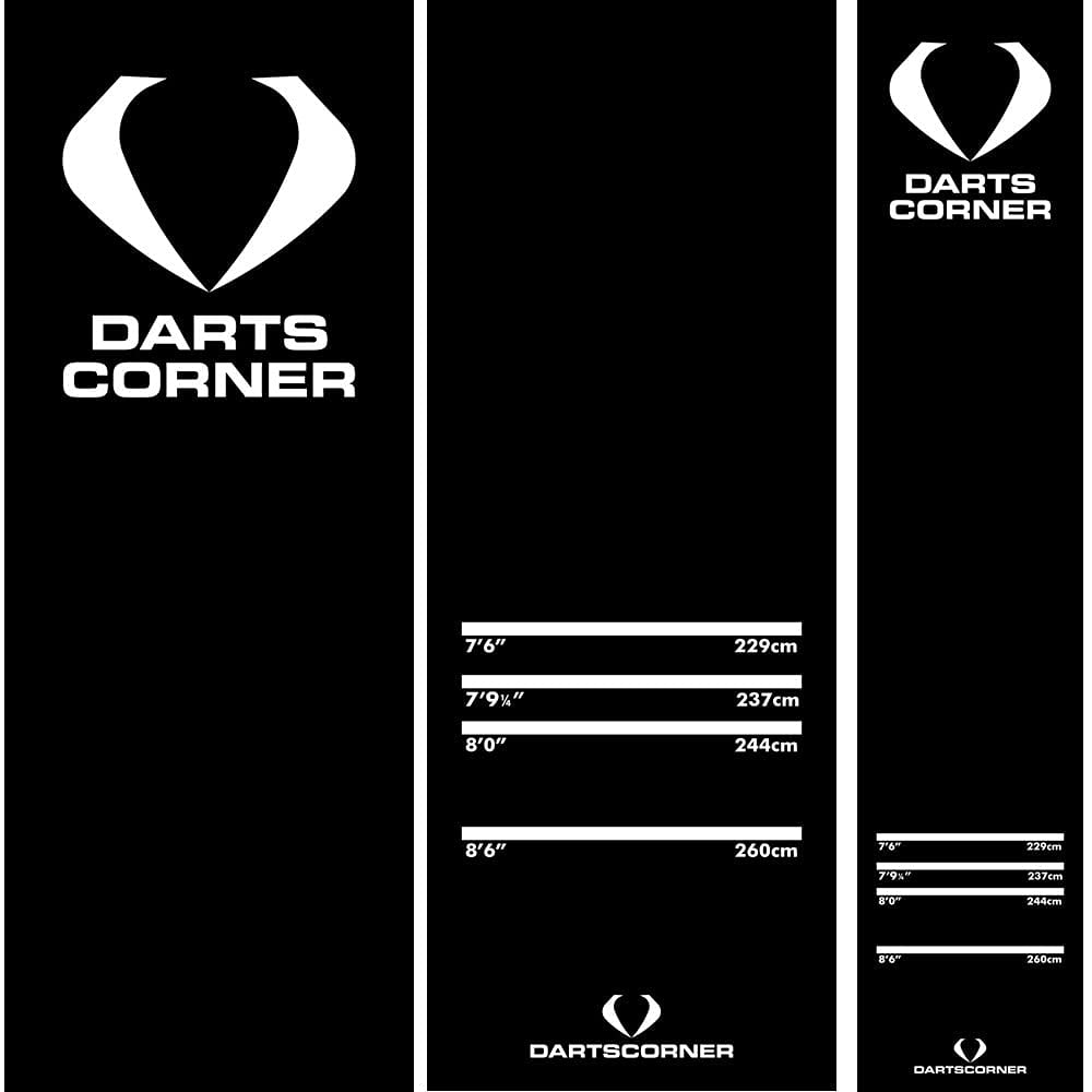 Darts Corner MAT04 | Rutschfeste Teppich-Dartmatte, Schwarz, 290 cm x 60 cm