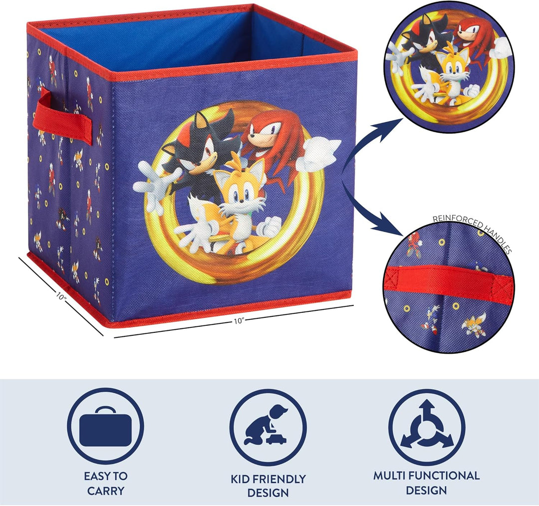 Idea Nuova Sonic the Hedgehog Aufbewahrungswürfel mit Griffen, 25,4 x 25,4 x 25,4 cm, 2 Stück, Sonic