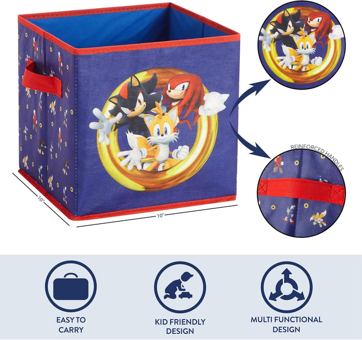 Idea Nuova Sonic the Hedgehog Aufbewahrungswürfel mit Griffen, 25,4 x 25,4 x 25,4 cm, 2 Stück, Sonic
