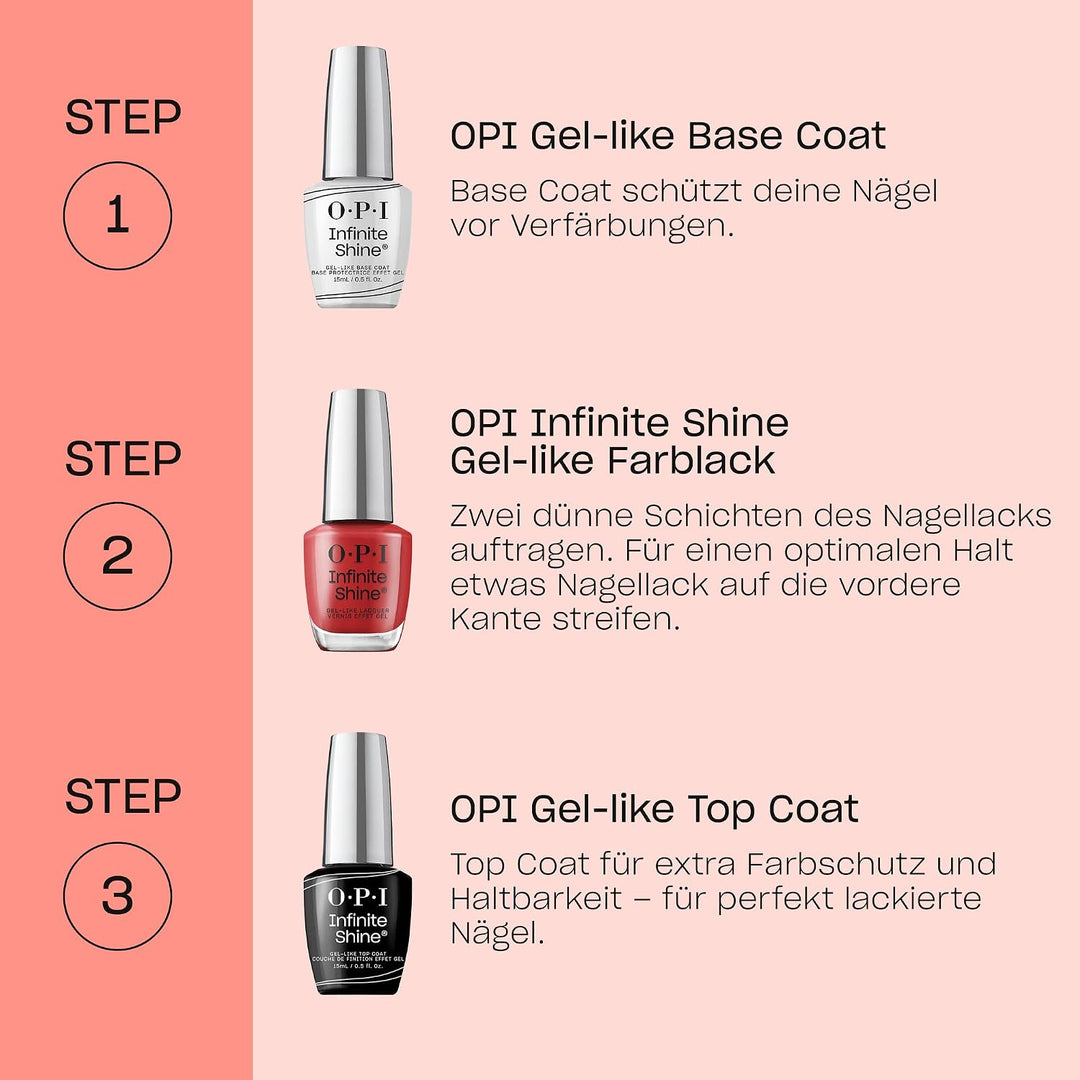 OPI Infinite Shine Rottöne – vorgehärtete Gel-Technologie ohne UV-Lampe – bis zu 11 Tage Halt – lang