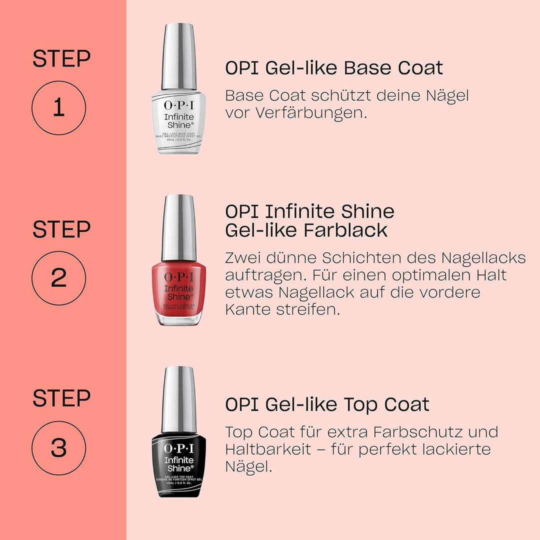 OPI Infinite Shine Rottöne – vorgehärtete Gel-Technologie ohne UV-Lampe – bis zu 11 Tage Halt – lang